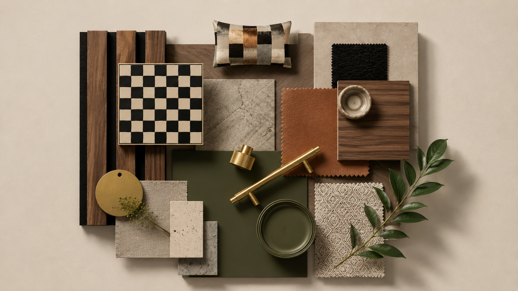 Curated interior material and finishes board